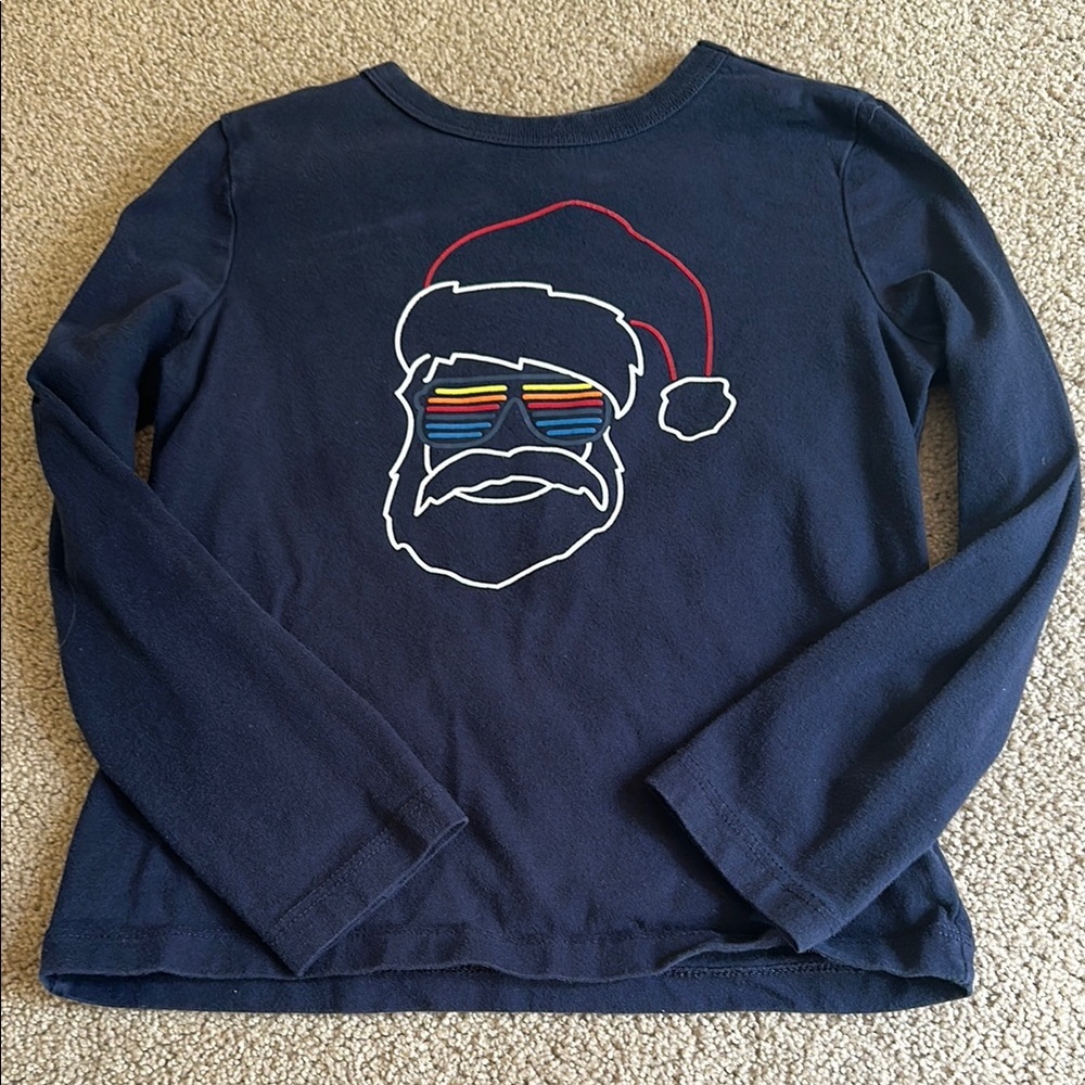 Navy Blue Santa Graphic Kids Shirt